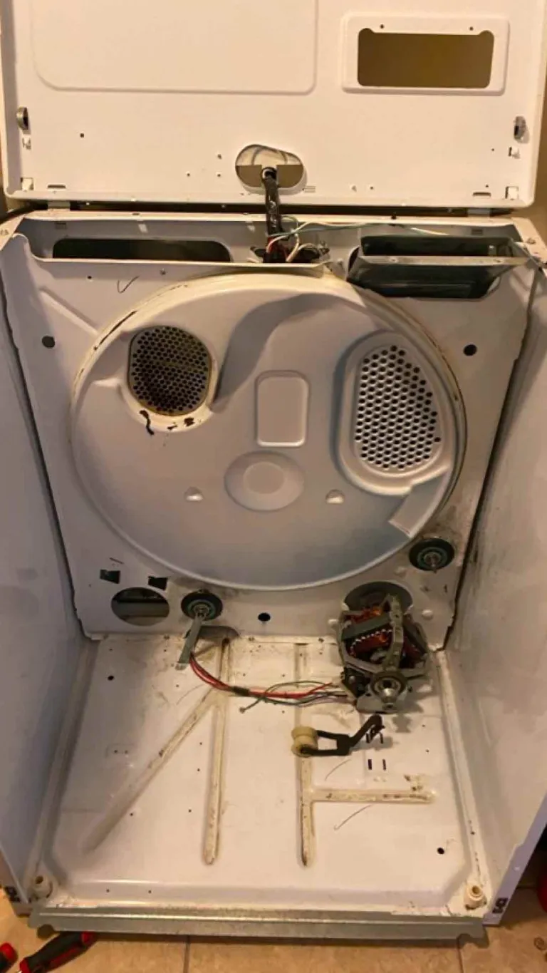 The dryer is very dirty inside