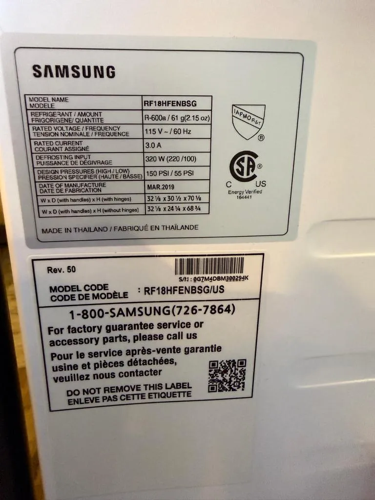 Samsung RF18HFENBSG refrigerator repaired on 11th Ave NE, St. Petersburg, FL