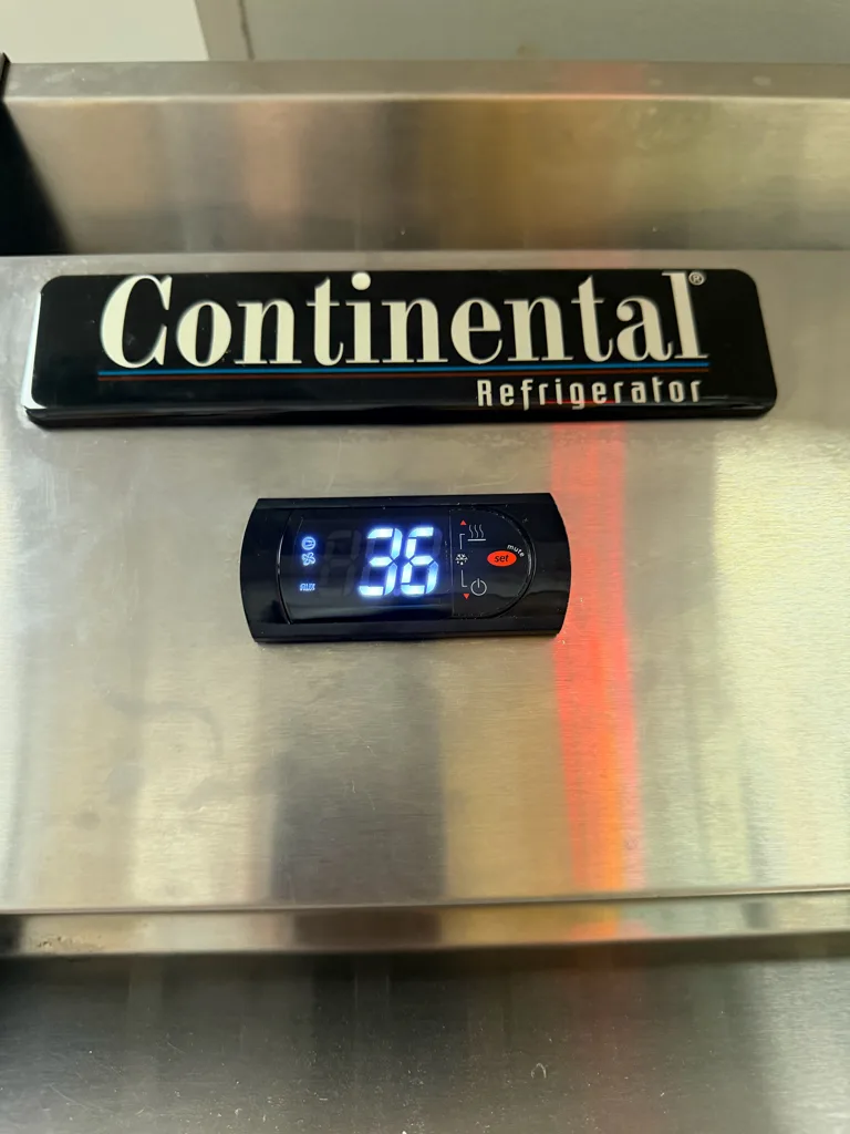 Continental refrigerator display showing 36 degrees