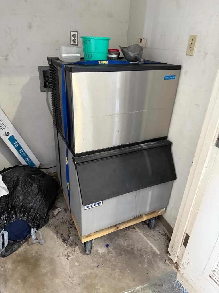 Commercial ice machine on an Ice-O-Matic bin repaired at a Clearwater, FL restaurant